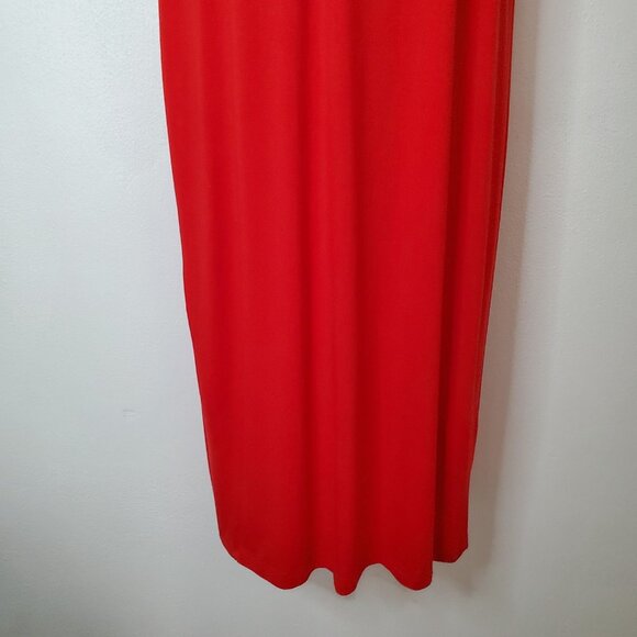 See You Monday Dress Women's Size XL Red V Neck Lined Cap Sleeves Midi - Picture 3 of 9